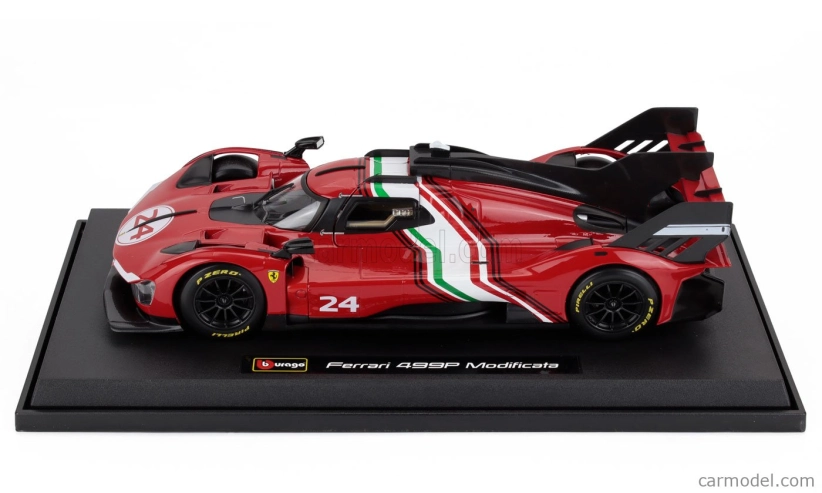 Bburago Ferrari 499p 3.0l Turbo V6 N 24 Modificata 2024 1:18 červená žltá čierna