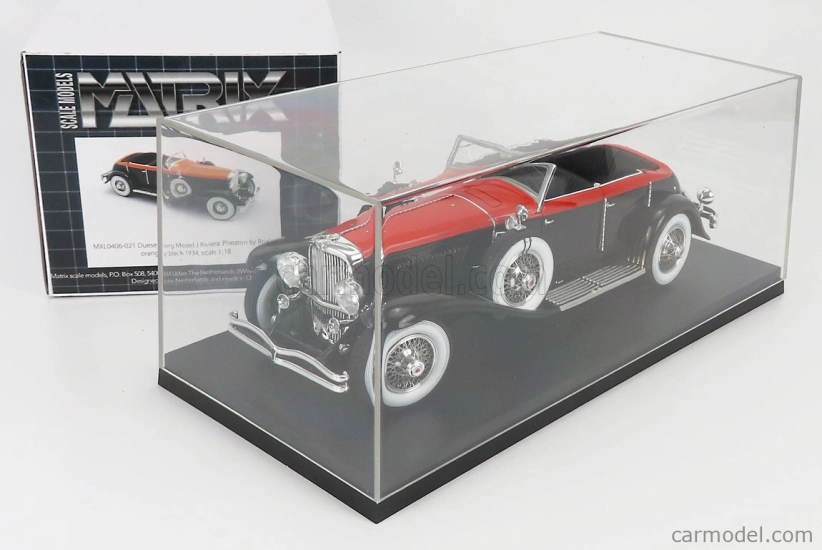 Modely v mierke Matrix Duesenberg J Riviera Phaeton By Brunn Cabriolet Open 1934 1:18 Black Orange