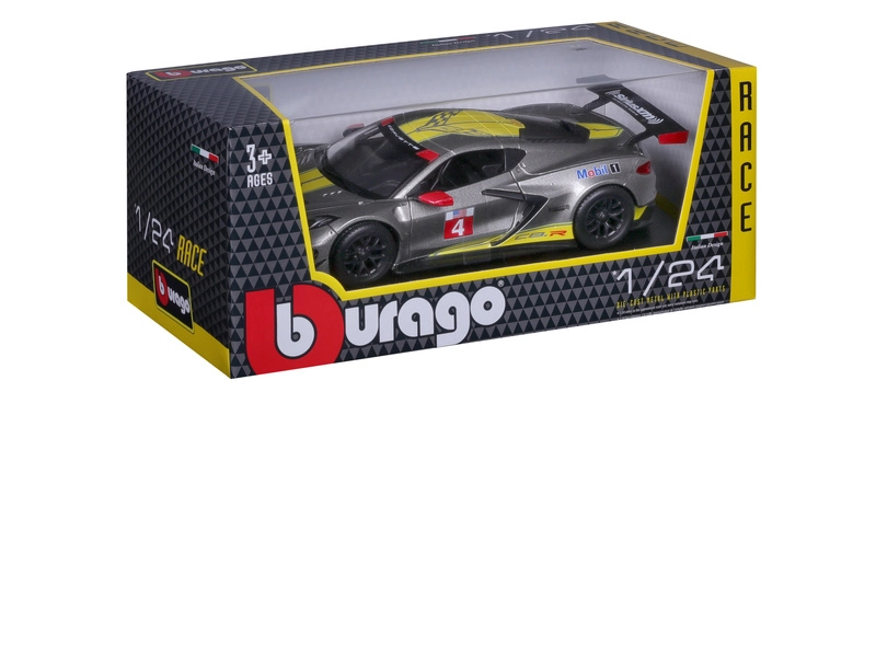 Bburago Chevrolet C8.r 6.2l V8 Team Corvette Racing N 4 Racing 2021 1:24 Šedá Žlutá