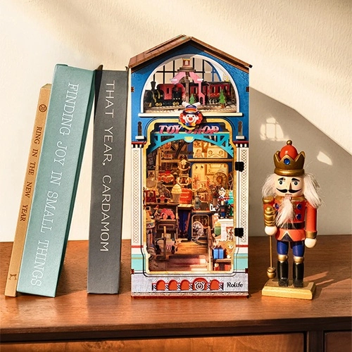 RoboTime 3D skladačka Zarážka na knihy Miniatúra domčeka Hračkárstvo plné pokladov