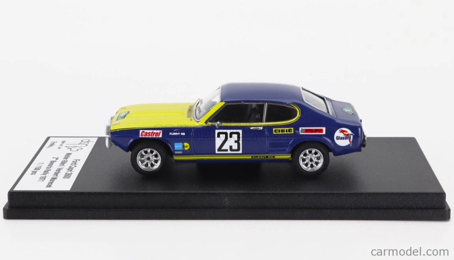 Trofeu Ford england Capri 2600 (nočná verzia) N 23 2nd Rally Bavaria 1971 Walter Rohrl - Herbert Marecek 1:43 Modrá Žltá