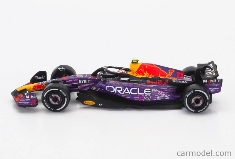 Spark-model Red bull F1  Rb19 Team Oracle Red Bull Racing N 11 3rd Las Vegas Usa Gp 2023 Sergio Perez 1:64 Fialová Žlutá Červená