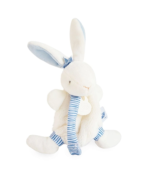 Doudou Hračka s úchytem na dudlík králíček 15 cm modrý
