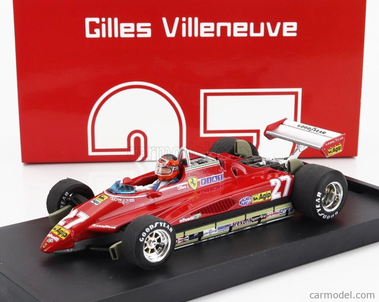 Brumm Ferrari F1 126c2 N 27 Brazilian Gp 1982 Gilles Villeneuve - With Driver Figure 1:43 Red