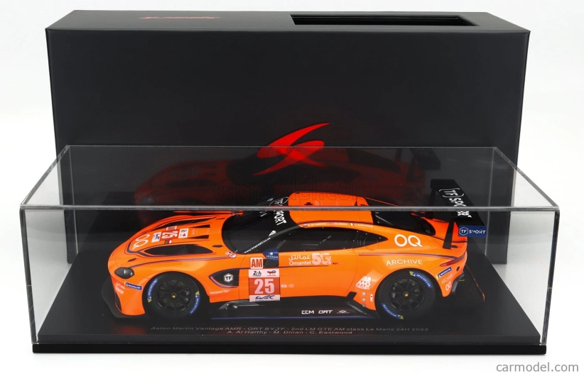 Spark-model Aston martin Vantage Amr 4.0l Turbo V8 Team Ort By Tf N 25 2nd Lmgte Class 24h Le Mans 2023 A.al Harthy - M.dinan - C.eastwood 1:18 Orange