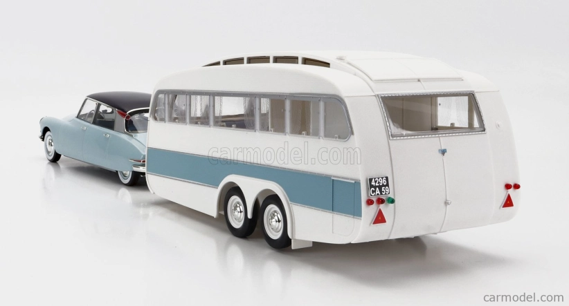 Norev Citroen Ds19 s Roulotte 1960 1:18 modrá biela