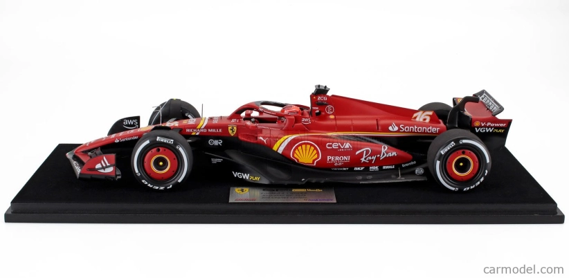 Looksmart Ferrari F1  Sf-24 Team Scuderia Ferrari N 16 2nd Australian Gp 2024 Charles Leclerc - Con Vetrina - With Showcase 1:18 Červená Černá
