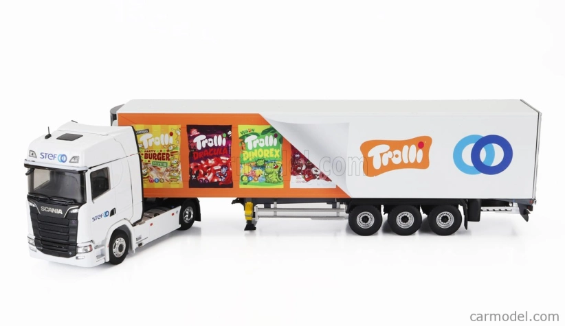 Eligor Scania S770 V8 Truck Semi-frigo Trolli Transports 2020 1:43 Biela oranžová