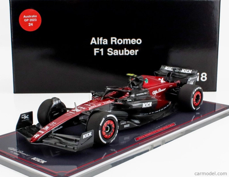 Nzg Alfa romeo F1 C43 Team Stake N 24 Australian Gp 2023 Zhou Guanyu - Con Vetrina - With Showcase 1:18 Černá Červená