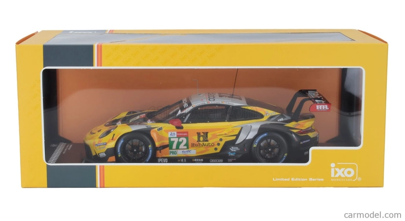 Ixo-models Porsche 911 991-2 Rsr Team Hubauto Racing N 72 24h Lemans 2021 Maxime Martin - Alvaro Parente - Dries Vanthoor 1:18 Žlutá