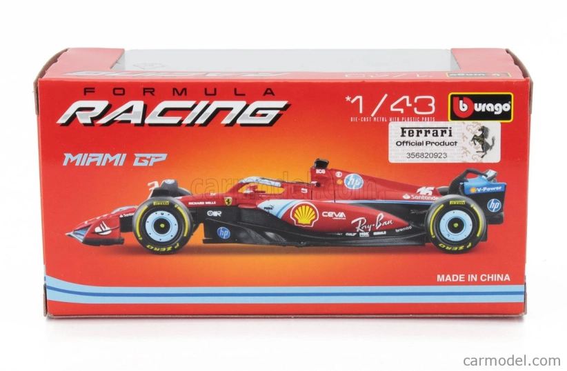 Bburago Ferrari F1 Sf-24 Team Scuderia Ferrari N 55 5th Miami Gp 2024 Carlos Sainz 1:43 červená čierna svetlomodrá