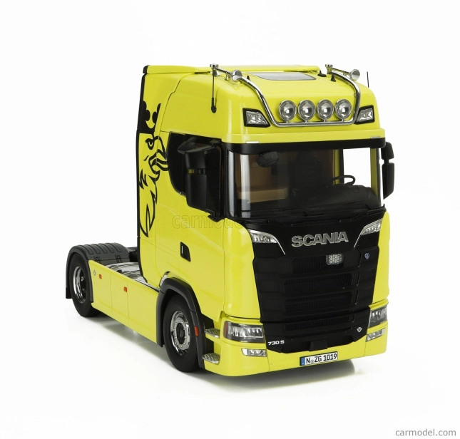 Nzg Scania S730 V8 Tractor Truck 2-assi With Vabis Logo 2017 1:18 Žlutá