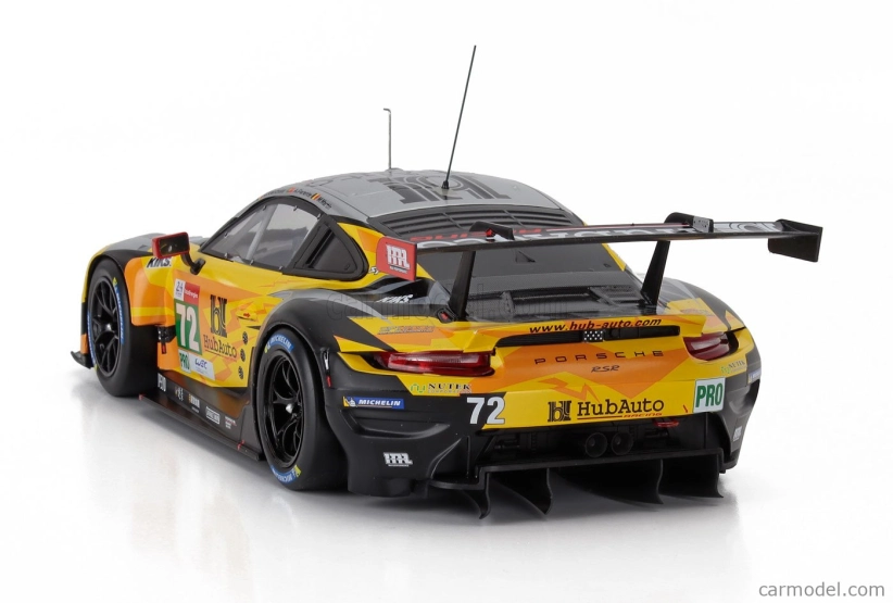 Ixo-models Porsche 911 991-2 Rsr Team Hubauto Racing N 72 24h Lemans 2021 Maxime Martin - Alvaro Parente - Dries Vanthoor 1:18 Žlutá