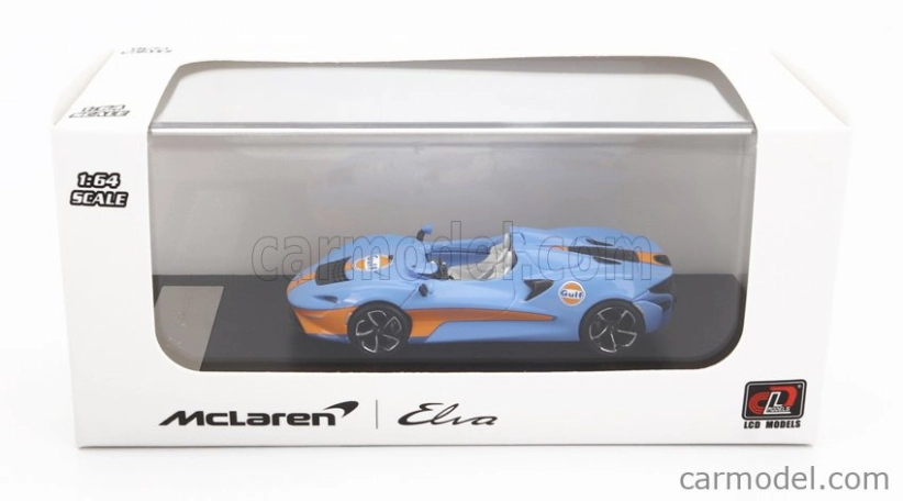 Lcd-model Mclaren Elva Gulf Livery 2020 1:64 Světle Modrá Oranžová