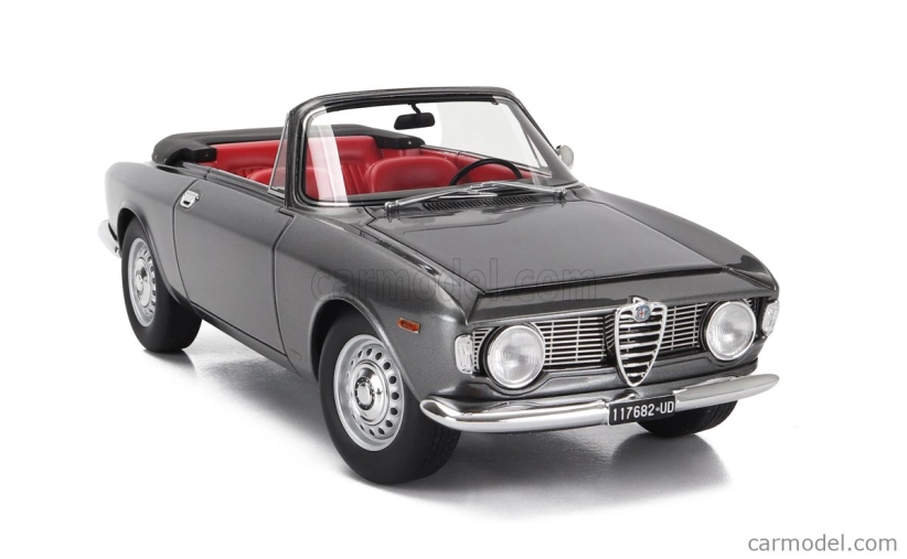 Mitica Alfa romeo Giulia 1600 Gtc Cabriolet otvorený 1964 - interiér červená 1:18 Grigio Met - sivá