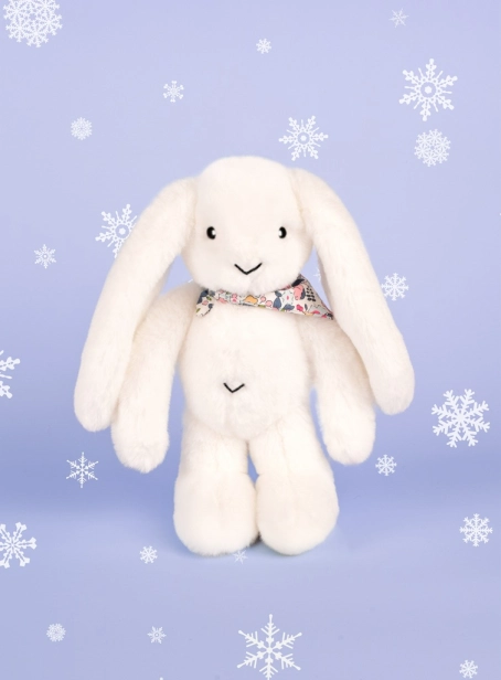 Doudou Plyšový králíček s šátkem bílý 35 cm
