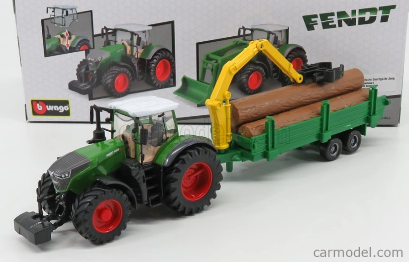 Bburago Fendt Vario 1000 Traktor s přepravníkem dřeva 2016 1:50, zelená