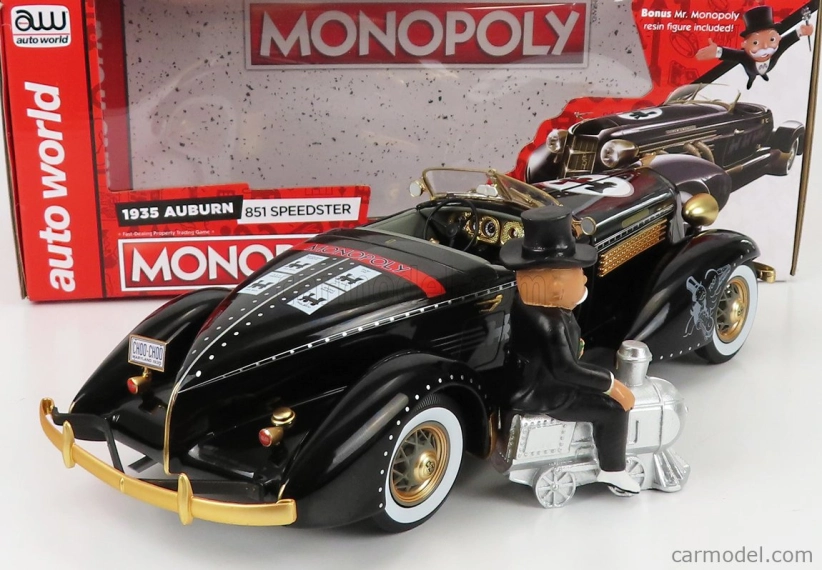 Autoworld Auburn 851 Speedster Open 1935 With Mr. Monopoly Figure 1:18 Černé Zlato