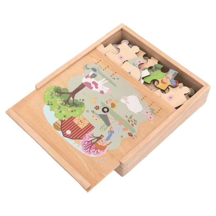 2Kids Toys Puzzle v dřevěné krabici Čtyři roční období - poškozený obal