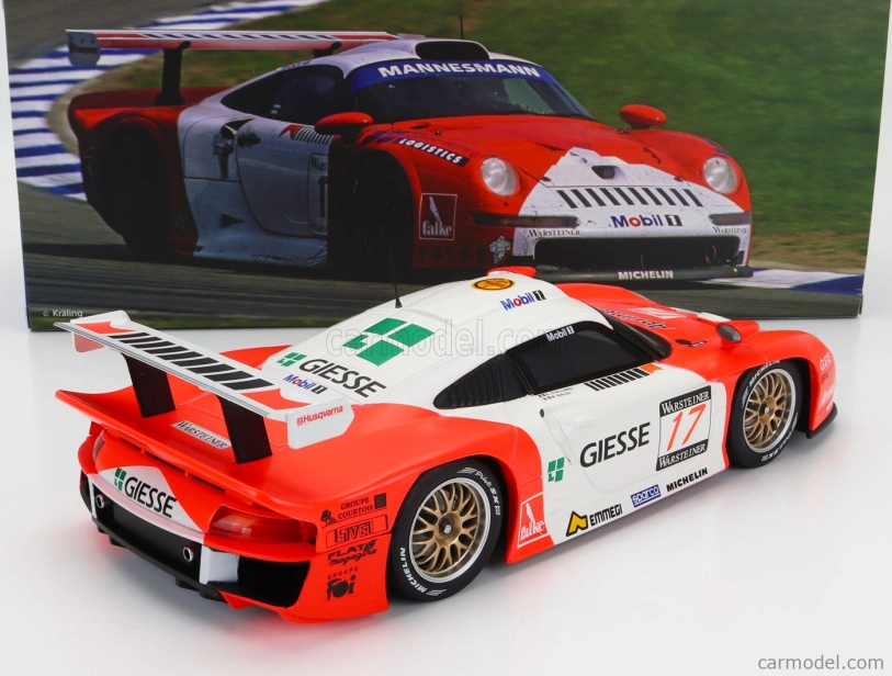 Werk83 Porsche 911 3.2l Gt1 Evo Team N 17 Fia Gt Championship 1997 Emmanuel Collard - Mauro Baldi 1:18 Červená biela