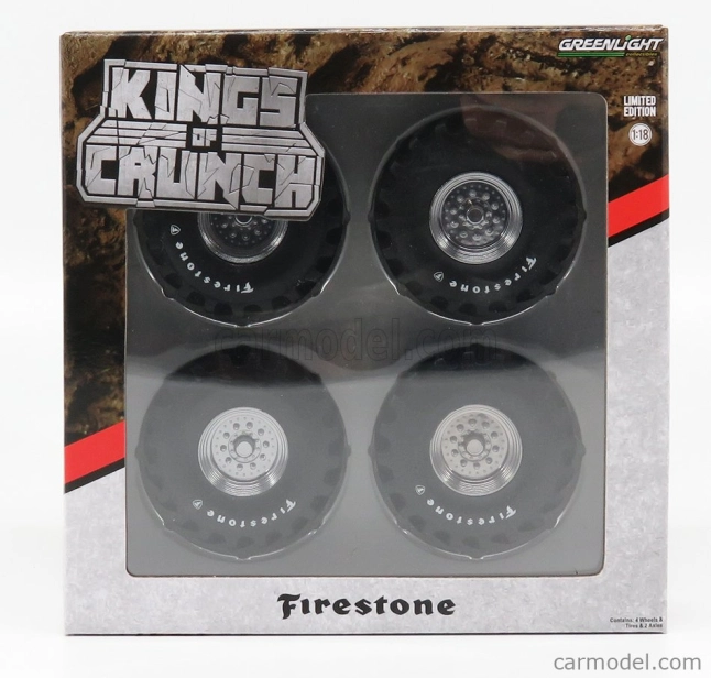 Greenlight Accessories Set 4x Ruote - 4x Wheels Fireston Bigfoot 1:18 Černá Stříbrná
