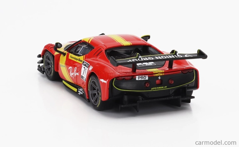 Bburago Ferrari 296 Gt3 3.0l Twin Turbo V6 N 71 Racing 2023 1:43 červená žltá
