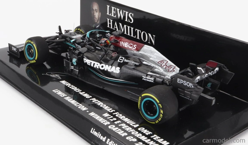 Minichamps Mercedes gp F1 W12 Mercedes M12 Eq Power+ Team Amg Petronas Motorsport Formula One N 44 Winner Qatar Gp 2021 Lewis Hamilton 1:43 Black Green