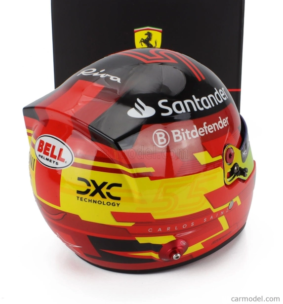 Mini prilba Bell prilba Casco prilba Casco prilba F1 Carlos Sainz Team Ferrari 2024 1:2 Red Black Yellow