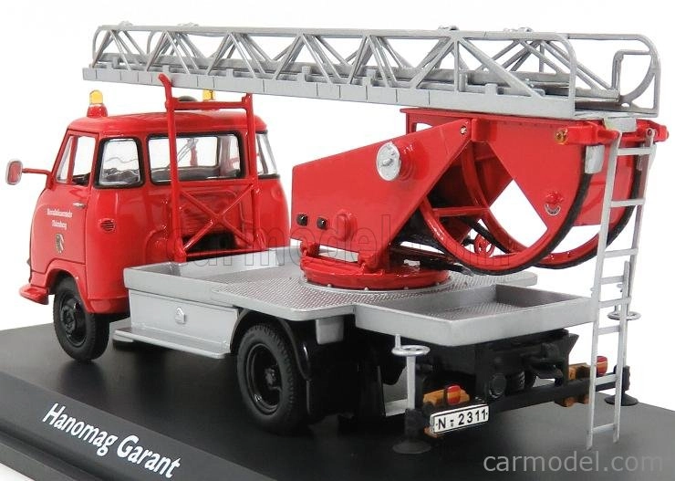Schuco Hanomag Garant Fire Engine With Scala - Fw Drehleiter 1:43 Červená Stříbrná