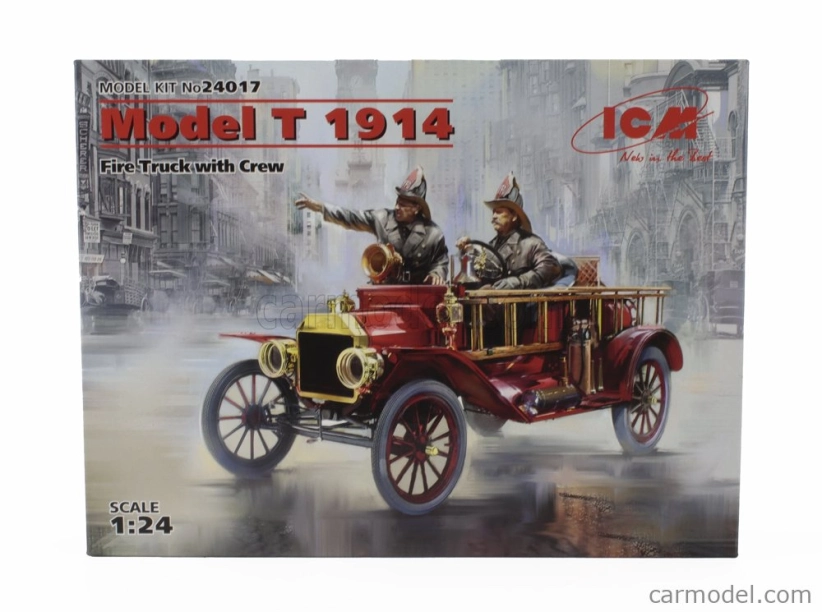 Icm-model Ford usa Model T Fire Truck With Crew 1914 - Vigili Del Fuoco 1:24 /
