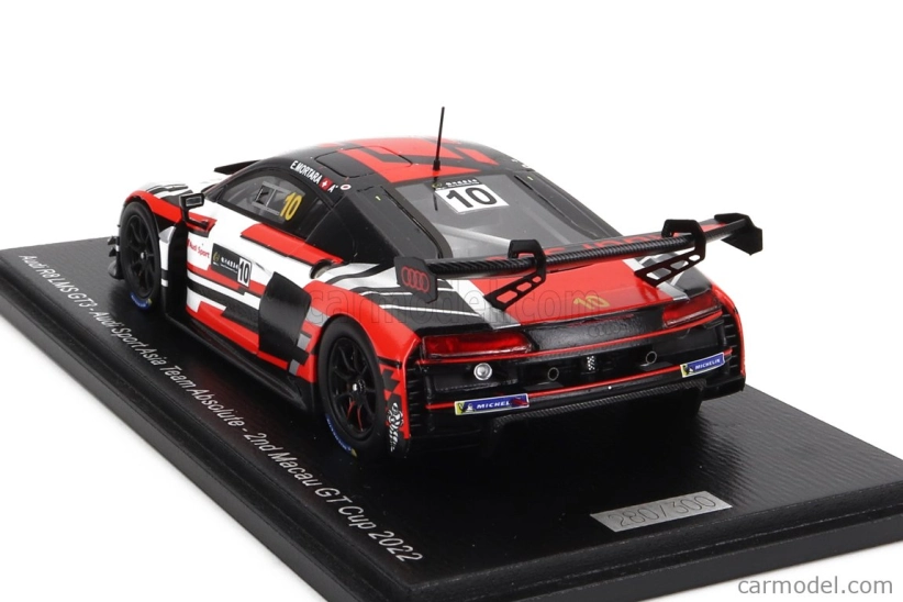 Spark-model Audi R8 Lms Gt3 Team Audi Sport Asia Absolute N 10 2nd Gt Cup Macau 2022 E.mortara 1:43 Bílá Červená
