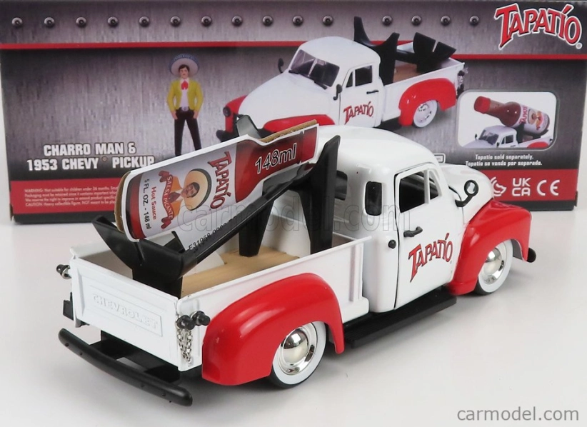 Jada Chevrolet Chevy Pick-up Tapatio 1953 s figúrkou Charro 1:24 bielo-červená