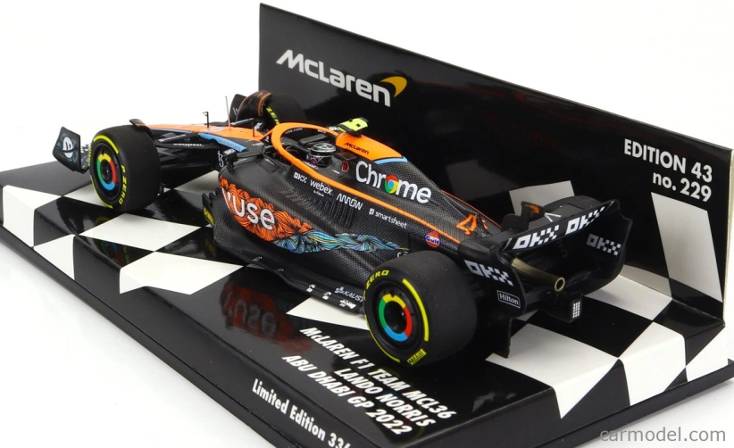Minichamps Mclaren F1 Mcl36 Mercedes Team Mclaren N 4 Abu Dhabi Gp 2022 Lando Norris 1:43 Oranžová svetlo modrá