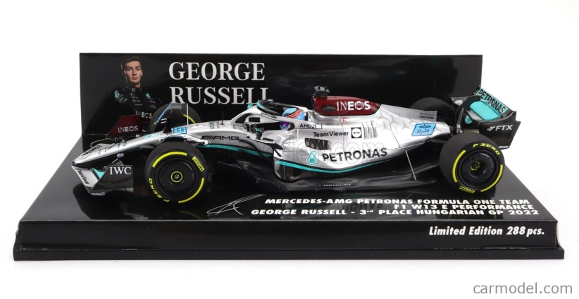 Minichamps Mercedes gp F1 W13e Team Mercedes-amg Petronas F1 N 63 3. Hungarian Gp 2022 George Russel 1:43 Silver Green