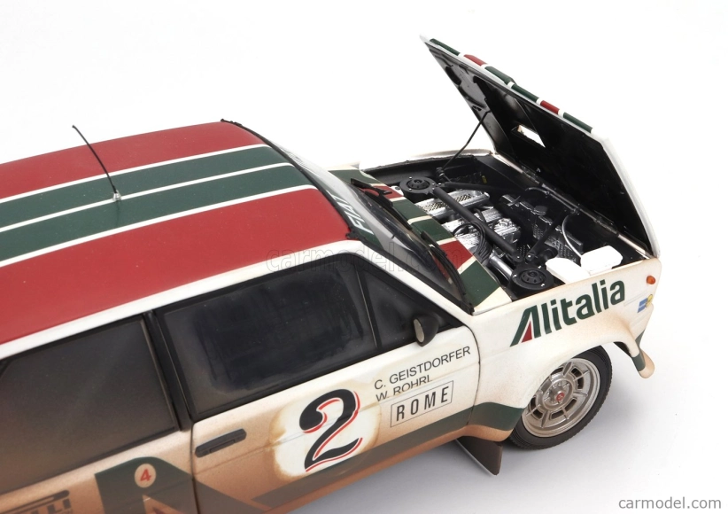 Kyosho Fiat 131 Abarth Alitalia (dirty And Night Version) N 2 4th Rally Montecarlo 1978 Walter Rohrl - Christian Geistdorfer 1:18 Bílá Zelená Červená