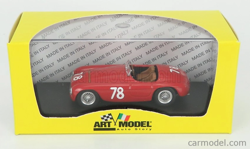 Art-model Ferrari 166mm Barchetta Ch.0034 N 78 2nd Coppa D'oro Di Sicilia 1951 P.marzotto 1:43 Červená