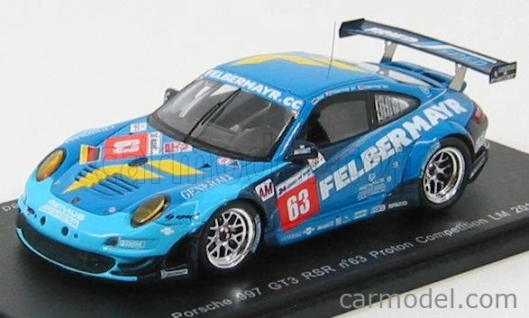 Spark-model Porsche 911 997 Gt3rsr Proton Competition N 63 24h Le Mans 2011 Felbermayr Jr - Felbermayr Senior - Reid 1:43 2 Tóny Modré