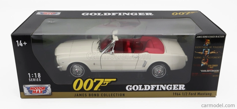Motor-max Ford usa Mustang Cabriolet Open 1964 - James Bond 007 - Goldfinger - Missione Goldfinger 1:18 Bílá