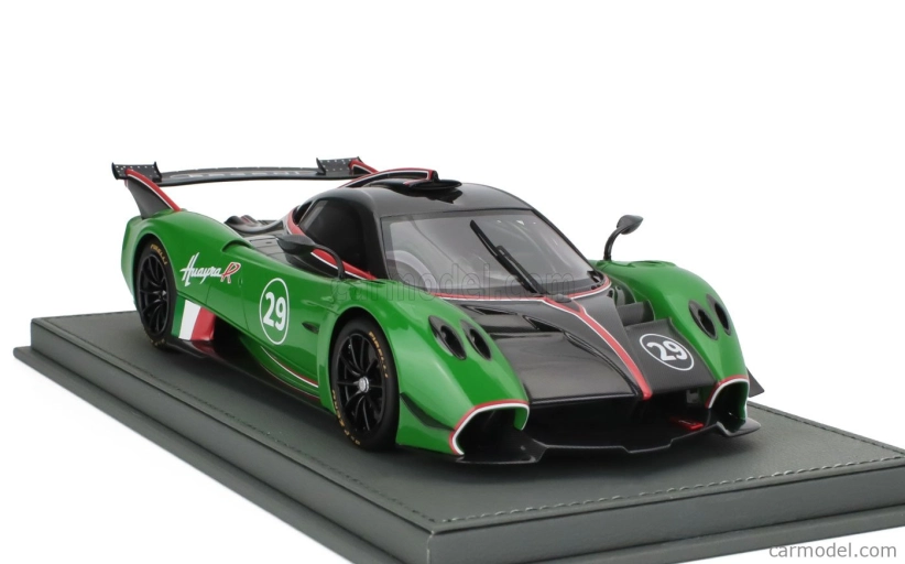 Bbr-models Pagani Huayra R N 29 Racing 2021 - Con Vetrina - With Showcase 1:18 Černý Uhlík Zelený