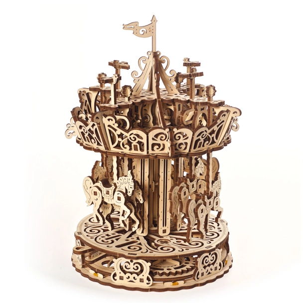 Ugears 3D dřevěné mechanické puzzle Kolotoč