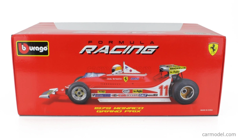 Bburago Ferrari F1 312t4 Short Tail N 11 Winner Monaco Gp Jody Scheckter (with Pilot) 1979 World Champion 1:18 Red