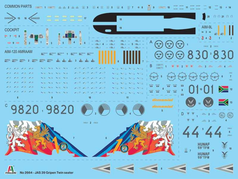 Italeri Saab Jas 39d Gripen Twin Seater Airplane Military 2011 1:48 /