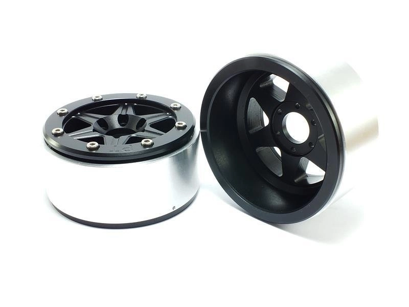 Kovové Beadlock CNC disky Absima Metsafil 1.9 SixStar Black/Black 2 ks