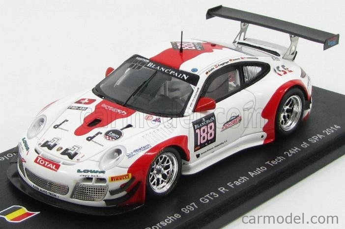 Spark-model Porsche 911 997-2 Gt3 R Team Fach Auto Tech N 188 24h Spa 2014 O.klohs - M.ragginger - P.frommenwiler - S.dolenc 1:43 Bílá Červená