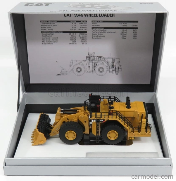 Dm-models Caterpillar Cat994k Ruspa Gommata - Scraper Tractor Wheel Loader 1:125 Žlutá Černá
