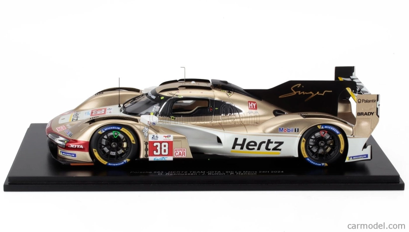 Spark-model Porsche 963 9rd 4.6l Turbo V8 Team Hertz Jota N 38 24h Le Mans 2024 Jenson Button - Phil Hanson - Oliver Rasmussen 1:18 Bílé Zlato