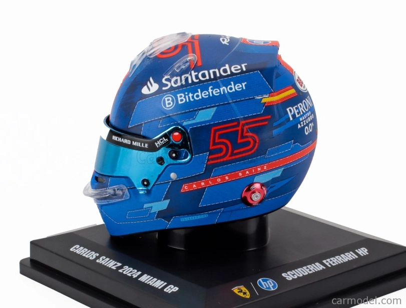 Looksmart Bell helmet Casco Helmet F1 Carlos Sainz Team Ferrari Hp N 55 Miami Gp 2024 1:5 Modrá Červená