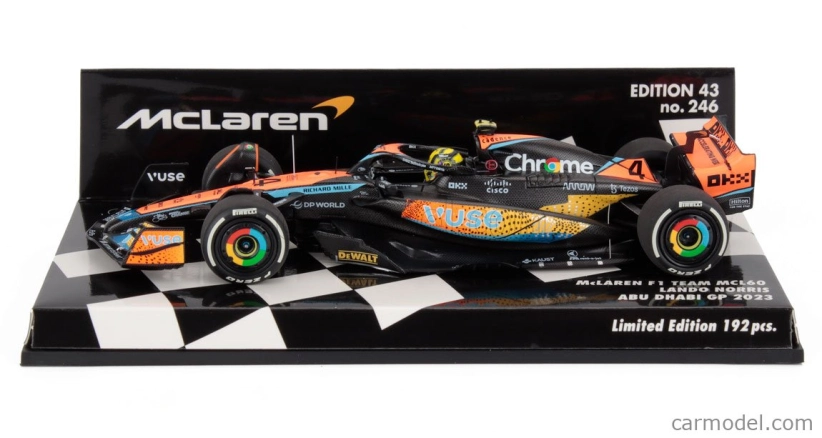 Minichamps Mclaren F1 Mcl60 Team Mclaren N 4 Abu Dhabi Gp 2023 Lando Norris 1:43 oranžová modrá čierna