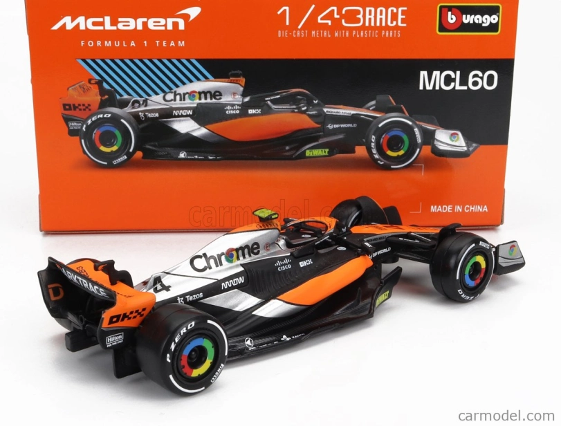 Bburago Mclaren F1 Mcl60 Team Mclaren N 4 2nd British Gp 2023 Lando Norris 1:43 oranžová čierna modrá