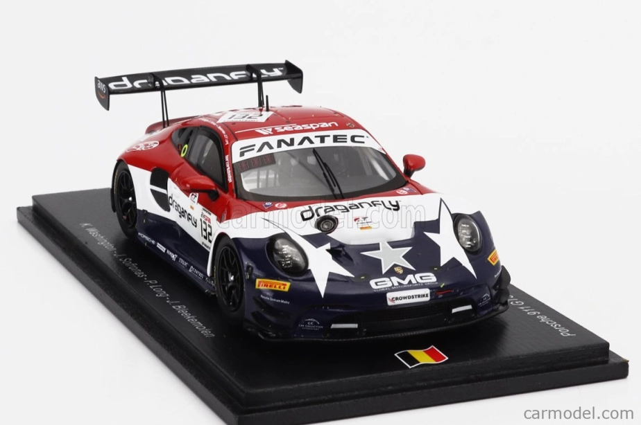 Spark-model Porsche 911 992 Gt3 R Team Gmg Racing N 132 24h Spa 2023 K.wadhington - J.sofronas - P.long - J.bleekemolen 1:43 Červená Biela Modrá